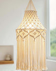Light Gray Macrame Hanging Lampshade Sentient Beauty Fashions Home Decor