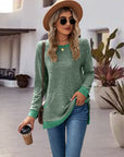 Dark Gray Round Neck Long Sleeve Blouse