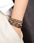 Wheat Handmade Triple Layer Beaded Bracelet Sentient Beauty Fashions jewelry