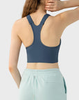 Light Gray Wide Strap Sport Bra Sentient Beauty Fashions Activewear