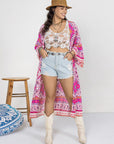 Light Gray Double Take Plus Size Printed Open Front Longline Cardigan Sentient Beauty Fashions Apparel & Accessories