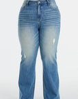 Dark Slate Blue BAYEAS Full Size Ultra High-Waist Gradient Bootcut Jeans Sentient Beauty Fashions Apparel & Accessories