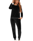 Tan Round Neck Long Sleeve Loungewear Set with Pockets