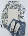 Light Gray Camouflage Sequin Drawstring Hoodie Sentient Beauty Fashions Apparel & Accessories