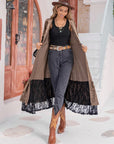 Gray Flare Sleeve Lace Trim Cardigan Sentient Beauty Fashions Apparel & Accessories