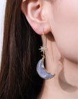 Black Resin Moon Drop Earrings Sentient Beauty Fashions jewelry