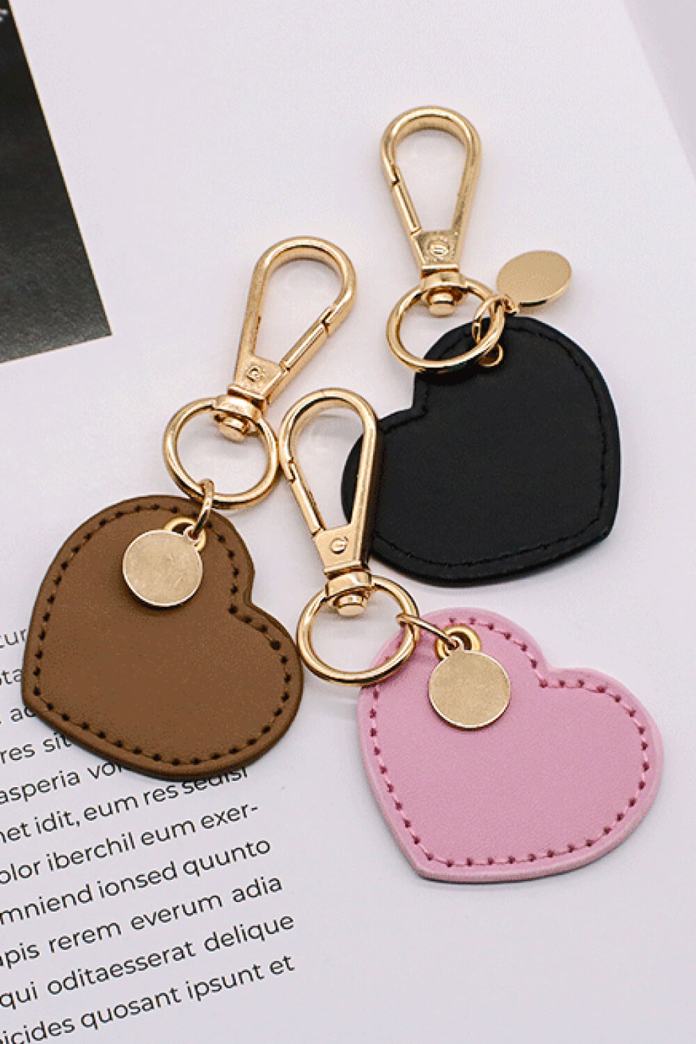 Light Gray Assorted 4-Pack Heart Shape PU Leather Keychain Sentient Beauty Fashions Apparel &amp; Accessories