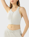 Light Gray Wide Strap Sport Bra Sentient Beauty Fashions Activewear