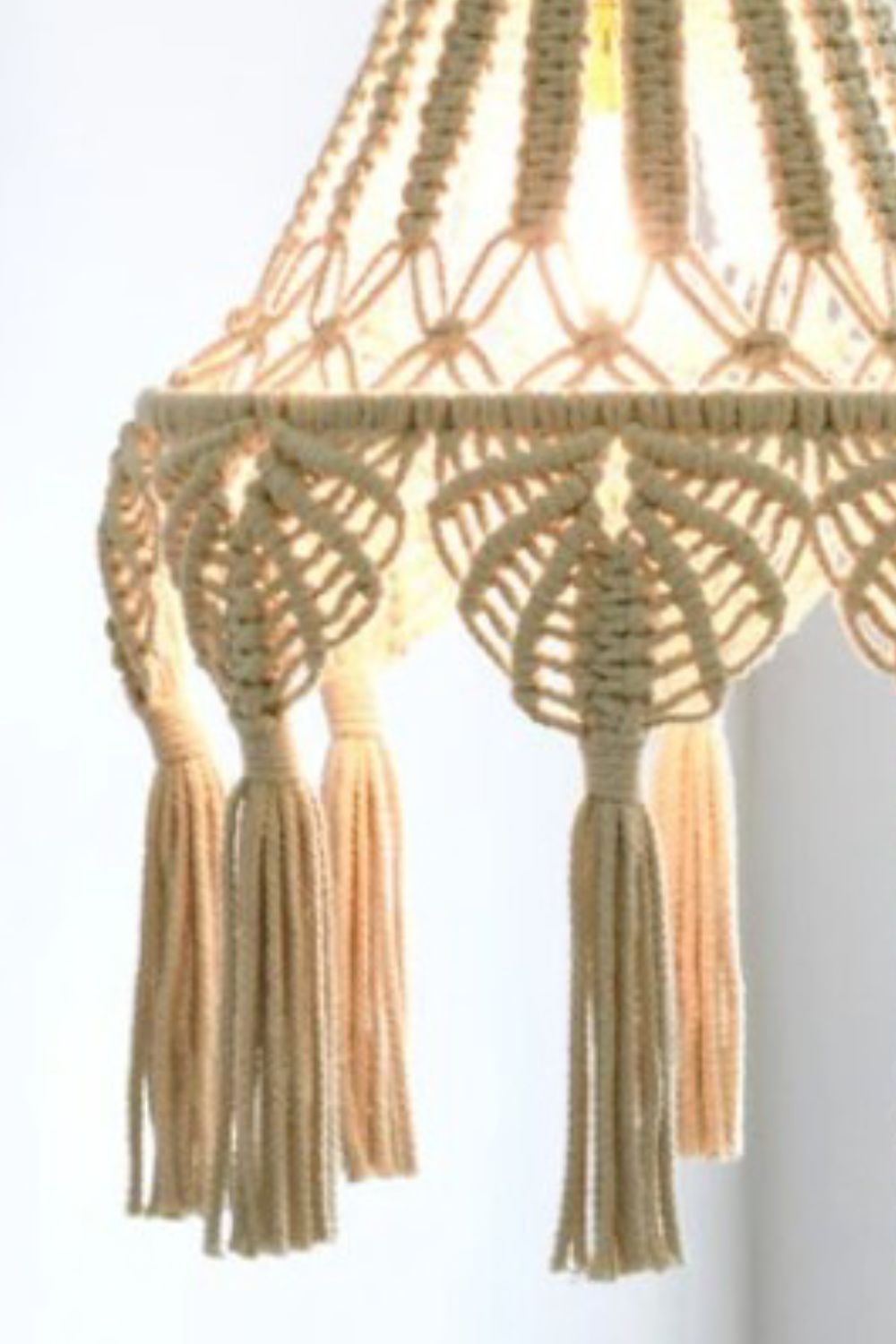 Beige Macrame Hanging Lampshade Sentient Beauty Fashions Home Decor