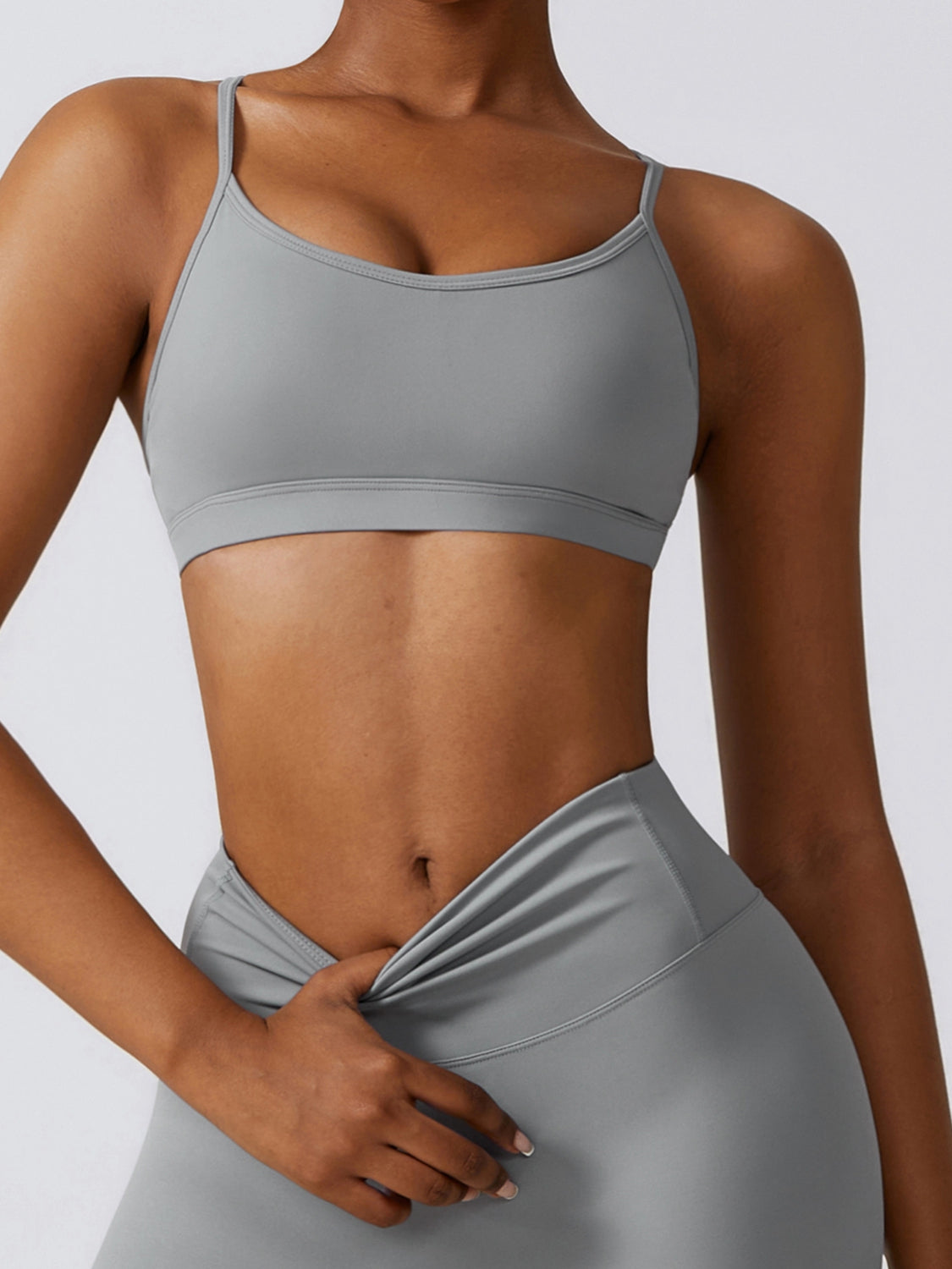 Dim Gray Cropped Sports Tank Top Sentient Beauty Fashions Apparel &amp; Accessories