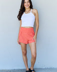 Gray Ninexis Stay Active High Waistband Active Shorts in Coral