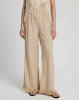 Light Gray Fringe Hem Wide Leg Long Pants Sentient Beauty Fashions Apparel & Accessories