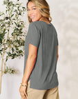 Light Gray Basic Bae Full Size Round Neck Short Sleeve T-Shirt Sentient Beauty Fashions Tops
