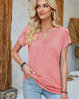 Rosy Brown V-Neck Petal Sleeve T-Shirt Sentient Beauty Fashions Apparel & Accessories