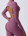Light Gray Cropped Cutout Long Sleeve Sports Top Sentient Beauty Fashions Apparel & Accessories