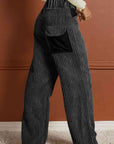 Dark Slate Gray Ribbed Longline Pocketed Pants