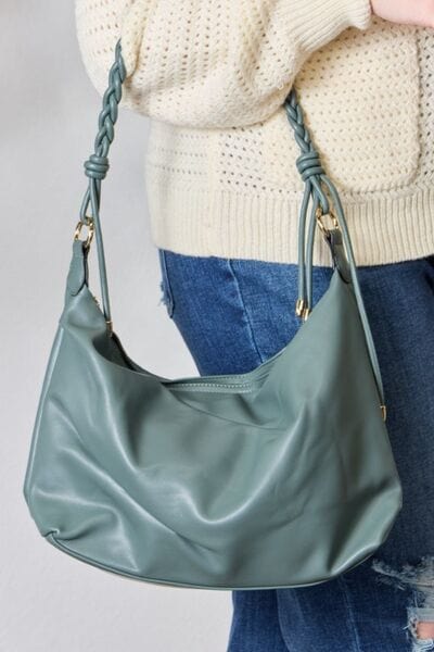 Light Gray SHOMICO Braided Strap Shoulder Bag