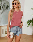 Rosy Brown Round Neck Tank Top