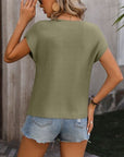 Dim Gray Pocketed Round Neck Cap Sleeve Sweater Sentient Beauty Fashions Apparel & Accessories