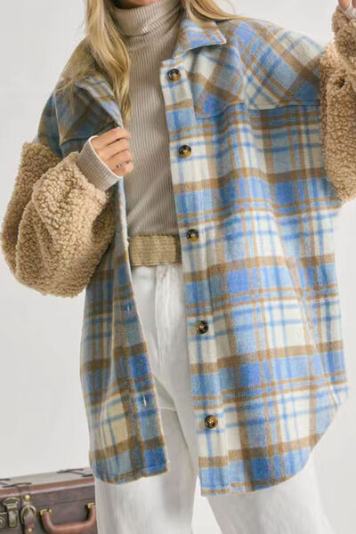 Gray Plaid Collared Button Down Jacket Sentient Beauty Fashions Apparel &amp; Accessories