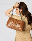 Light Gray SHOMICO PU Leather Chain Handbag Sentient Beauty Fashions Bag