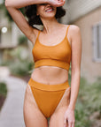 Rosy Brown Textured Two-Piece Swimsuit Sentient Beauty Fashions swimwear