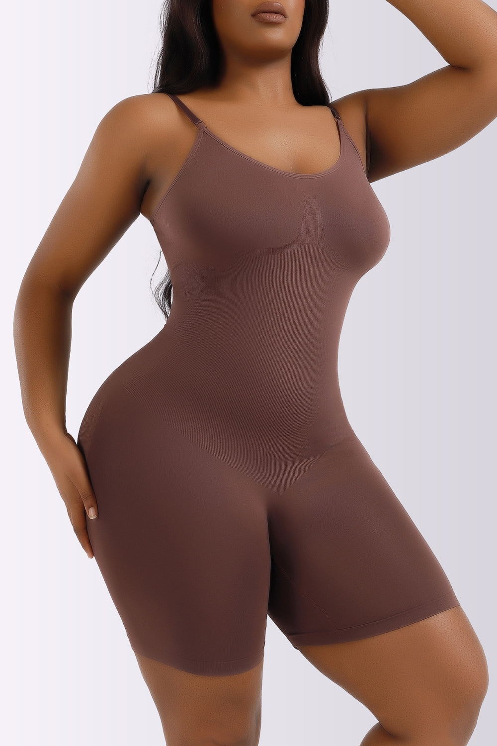 Dark Olive Green Full Size Spaghetti Strap Shaping Romper Sentient Beauty Fashions Activewear