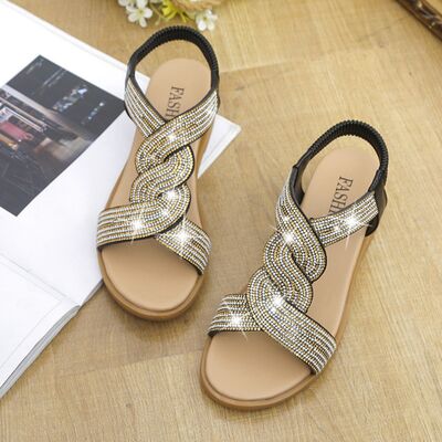 Tan PU Leather Open Toe Sandals Sentient Beauty Fashions Apparel & Accessories