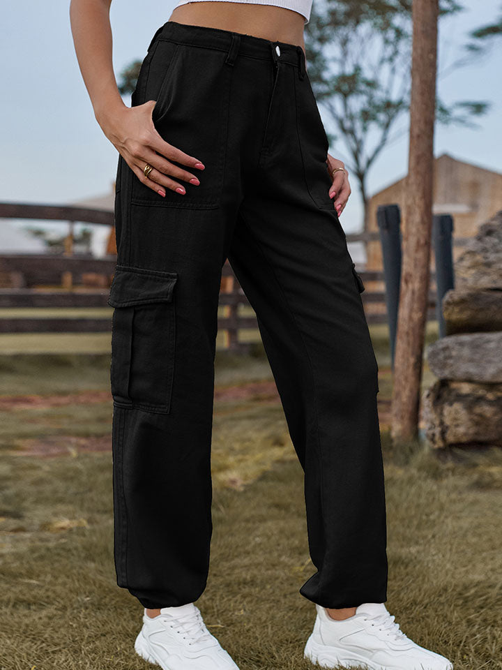 Dark Slate Gray High Waist Jeans with Pockets Sentient Beauty Fashions Apparel &amp; Accessories