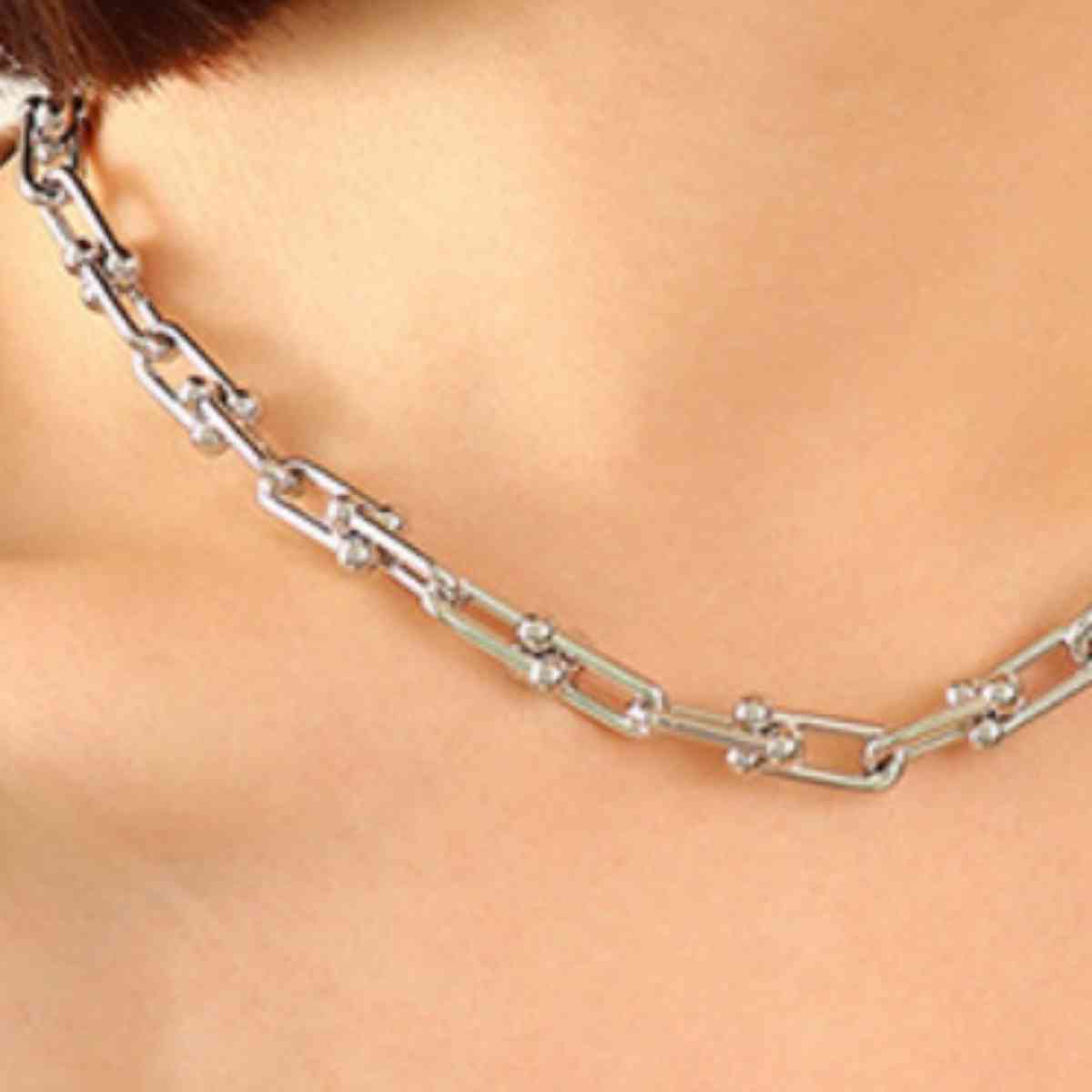 Tan Chunky Chain Titanium Steel Necklace Sentient Beauty Fashions jewelry