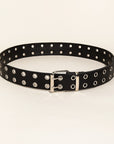 Beige Double Row Grommet PU Leather Belt Sentient Beauty Fashions *Accessories
