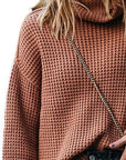Sienna Waffle-Knit Turtleneck Round Neck Sweater Sentient Beauty Fashions Apparel & Accessories