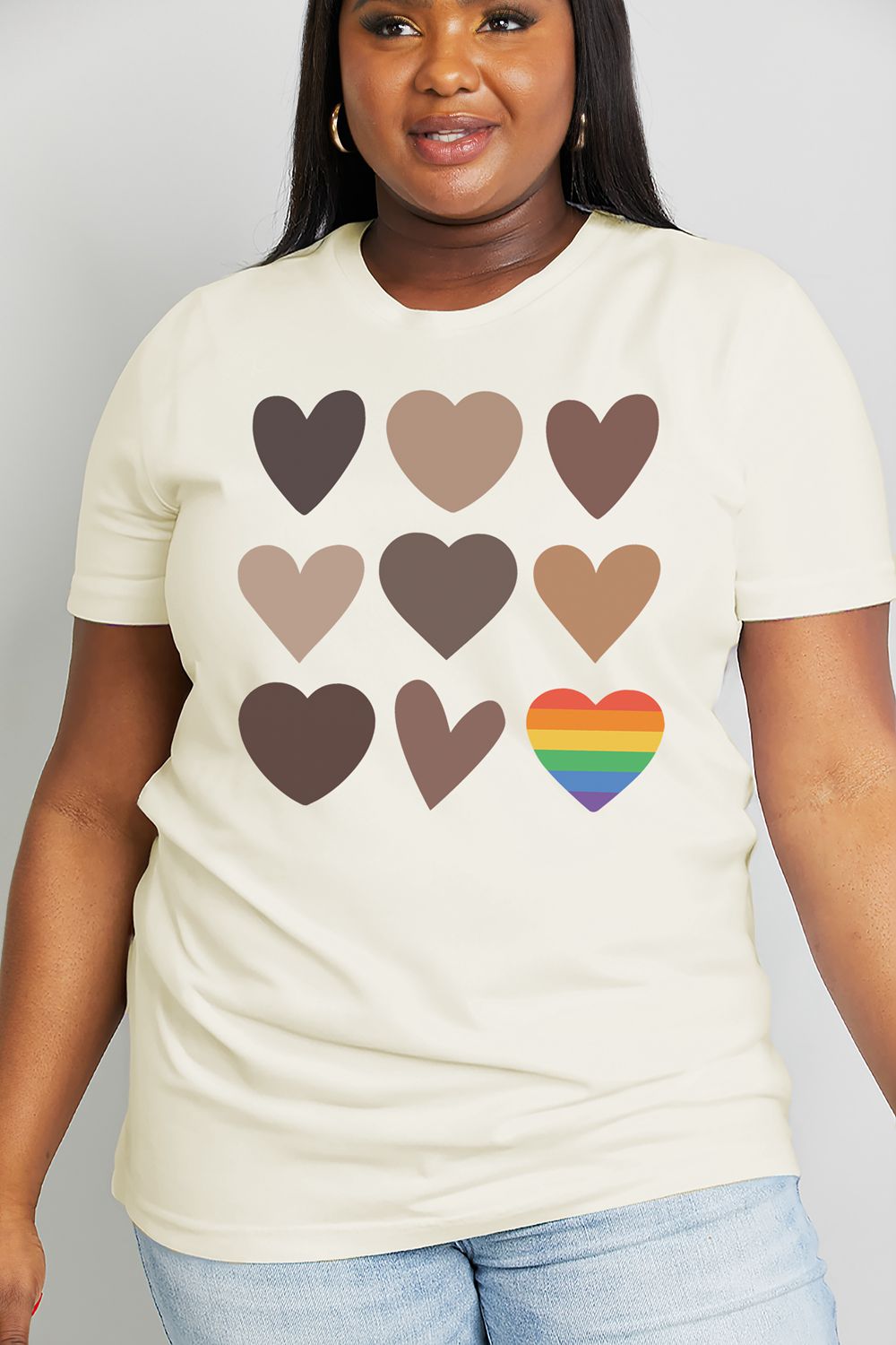 Light Gray Simply Love Full Size Heart Graphic Cotton Tee