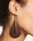 Tan Geometrical Shape Wooden Dangle Earrings