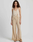 Light Gray Fringe Hem Wide Leg Long Pants Sentient Beauty Fashions Apparel & Accessories