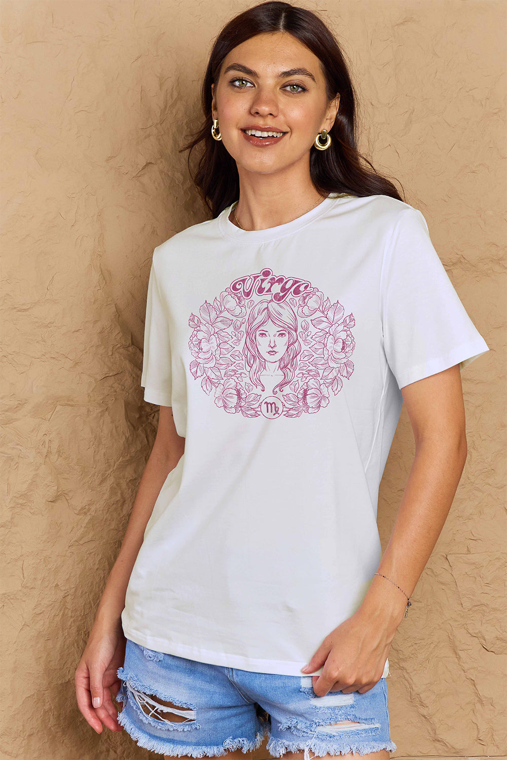 Rosy Brown Simply Love Full Size VIRGO Graphic T-Shirt Sentient Beauty Fashions Apparel &amp; Accessories