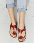 Light Gray MMShoes Drift Away T-Strap Flip-Flop in Wine Sentient Beauty Fashions shoes
