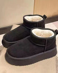 Dark Slate Gray Fleece Lined Chunky Platform Mini Boots Sentient Beauty Fashions Apparel & Accessories