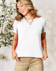 Light Gray Basic Bae Full Size Round Neck Short Sleeve T-Shirt Sentient Beauty Fashions Apparel & Accessories
