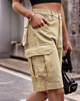 Slate Gray Denim Cargo Shorts with Pockets Sentient Beauty Fashions Apparel & Accessories