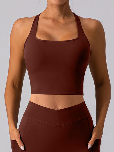 Gray Square Neck Racerback Cropped Tank Sentient Beauty Fashions Apparel &amp; Accessories
