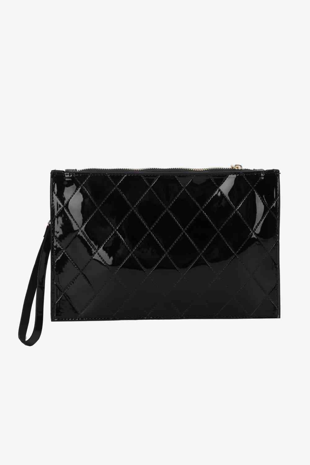 White Smoke PU Leather Wristlet Bag Sentient Beauty Fashions *Accessories