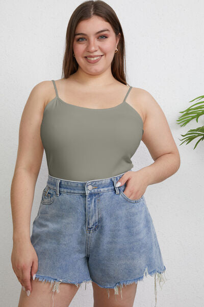 Gray Basic Bae Full Size Round Neck Slim Cami Sentient Beauty Fashions Apparel & Accessories