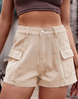 Rosy Brown High-Waist Denim Shorts with Pockets Sentient Beauty Fashions Apparel & Accessories