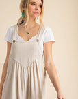 Wheat Kori America Sleeveless Ruched Wide Leg Overalls Sentient Beauty Fashions Apparel & Accessories