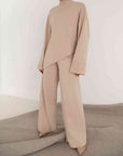 Gray Asymmetrical Hem Knit Top and Pants Set Sentient Beauty Fashions Apparel & Accessories