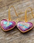Rosy Brown Natural Stone Heart Drop Earrings Sentient Beauty Fashions jewelry