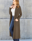 Gray Basic Bae Full Size Open Front Long Sleeve Cover Up Sentient Beauty Fashions Apparel & Accessories