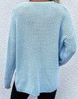 Light Blue Notched Long Sleeve Sweater Sentient Beauty Fashions Apparel & Accessories