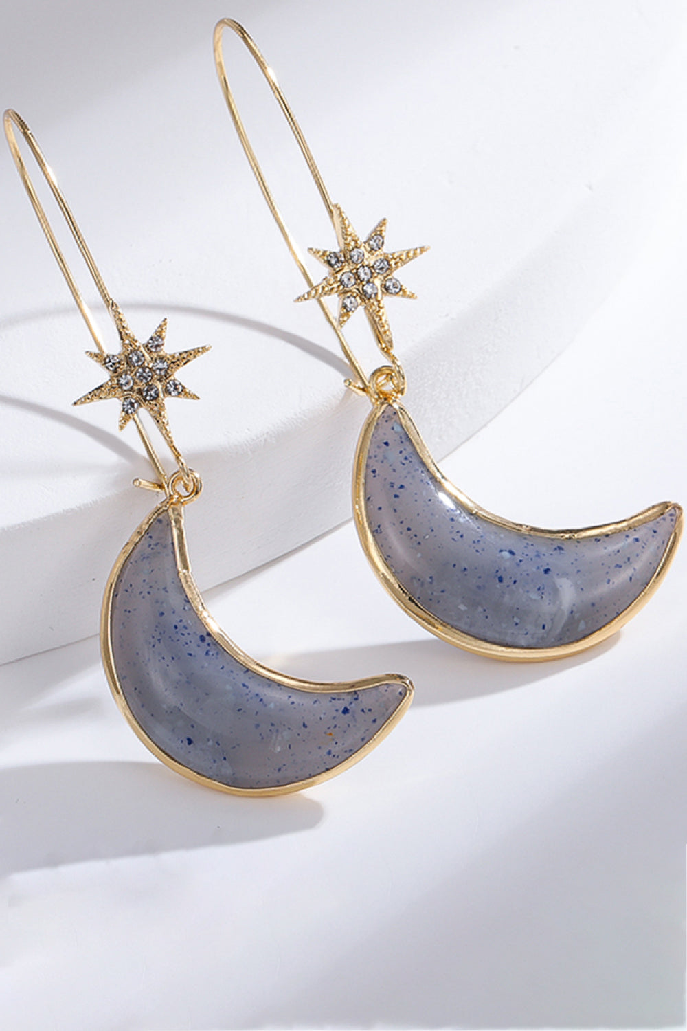 Light Gray Resin Moon Drop Earrings Sentient Beauty Fashions jewelry